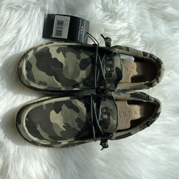 Hey Dude Wally Men's Shoes Size 8 Green Camouflage Loafers Lightweight Slip On - Picture 4 of 9